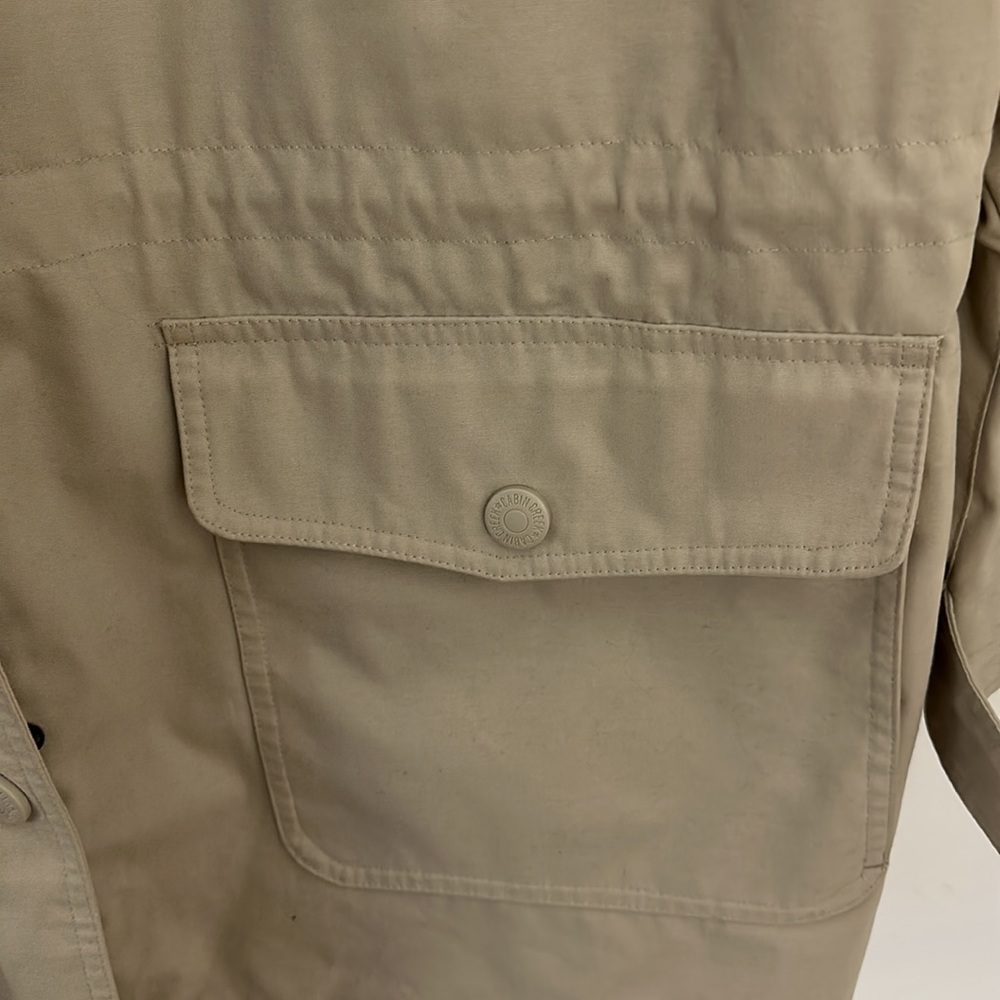 Cabin Creek Womens Coat W/Hood. 2XG. TanW/Pockets. Plaid Lining Mid Length. VTG - Picture 5 of 15